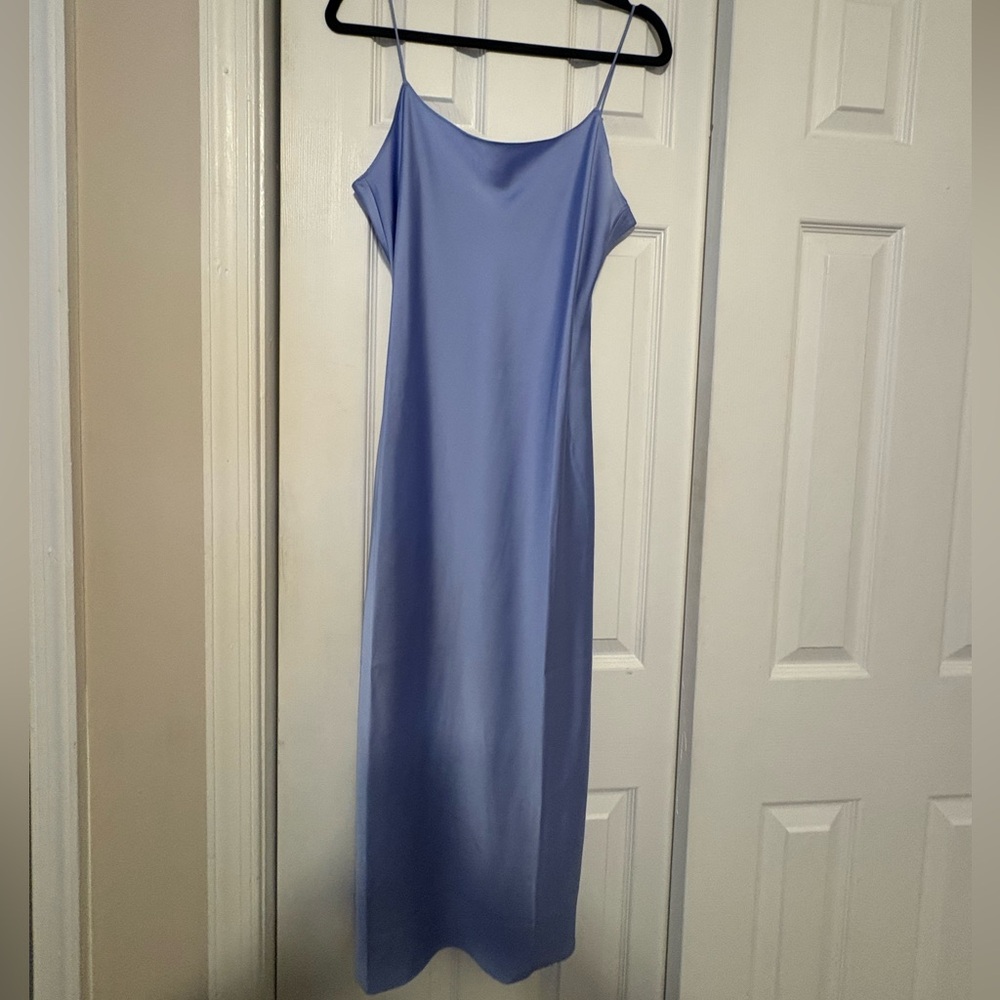 J. Crew powder blue satin thin strap tank dress